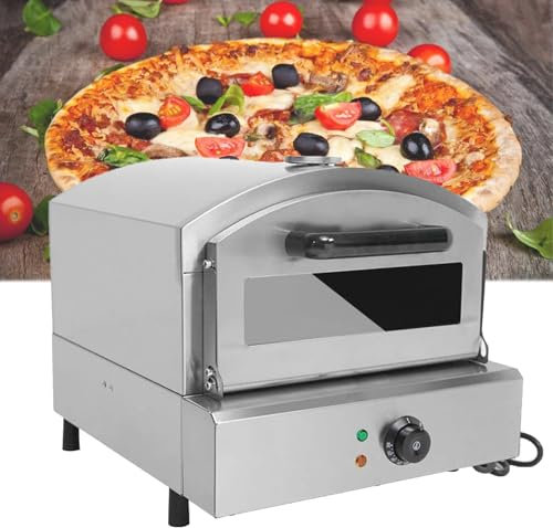 Kindevieft Four à Pizza éLectrique 12, Machine à Pizza, Four à Pizza De Comptoir 2000 W, Four à Pizza ExtéRieur, Machine à Pizza en Acier Inoxydable pour La Maison Et L'ExtéRieur