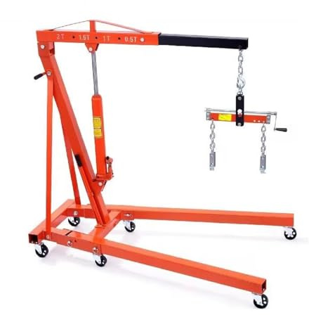 Hydraulic Engine Hoist With Lever 2 Ton/4400 LBS Foldable Engine Crane And Engine Hoist Leveler For Auto Repair Loading
