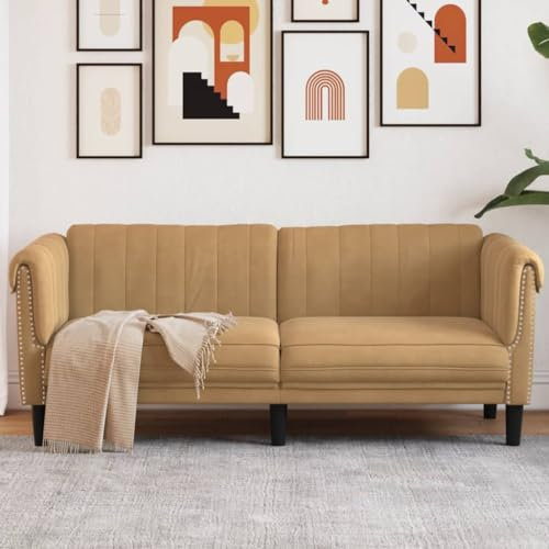 ShGaxin Sofa 2-Sitzer Braun Samt, Loungesofa, Sofas & Couches, Relaxsofa, Couch für Wohnzimmer, 372584