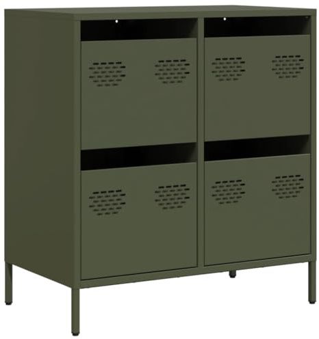 vidaXL Aparador de Acero Laminado en frío Verde Oliva 68x39x73,5 cm