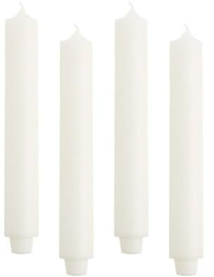ukiyo 4er Pack Rustikale Stabkerzen H:30 cm Ø:3,2 cm - 21 Stunden Brenndauer - Dicke Kerzen Dinnerkerzen Tafelkerzen Kirchenkerzen, Farbe:Weiß