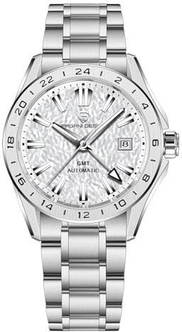 Pagani Design Herren GMT Automatikuhr Mechanisch Saphirglas Feste Lünette 100 Meter Wasserdicht Edelstahl Leuchtende Sport Herrenuhr