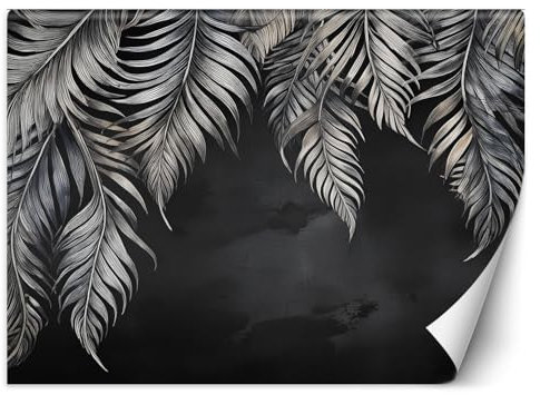 Feeby Papier peint mural - Papier peint 3d - Tableau - Feuilles tropicales Gris - 450x315 cm Decoration murale - Tapisserie murales papier peint - Ville - deco murale - papier peint intissé