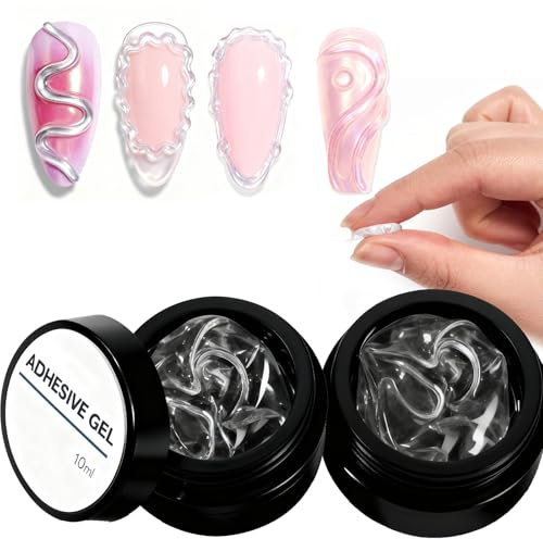 2PCS 3D Nail Gel, Clear Builder , Sculpture Poly Hard Gel, Carving , Non-stick Nail Extension for Nail Painting Art Design, Nail Decoration Manicure Salon