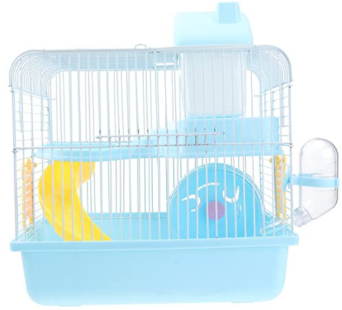 HAPINARY Acryl Hamsterkäfig Haustierkäfig Chinchillakäfig Haustierhaus Villakäfig Für Kleine Haustiere Doppellagig Mit Rutsche Und Laufrad Hellblau