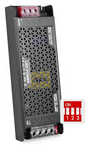 BRIMETI LED Trafo 230V Auf 12V 200W Dimmbar Transformator 16.6A Extra Dünn Netzteil Spannung Treiber Driver Schaltnetzteil Dimmbar Trafo Konstantspannung Niederspannungs für LED Streifen Lampe