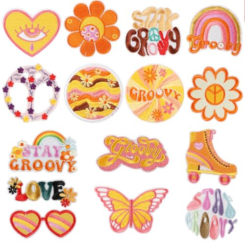 15 Stück Hippie Aufnäher Patches zum Aufbügeln Böhmischer Stil Bügelbilder für Textilien Hosenflicken zum Aufbügeln Kinder Patche für Kleidung Rucksack Jacken