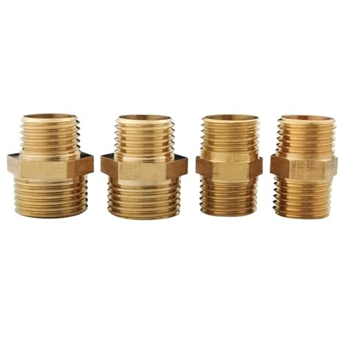 Brass High Pressure Washer Coupler，4pcs Pipe Fitting Adapter M8 M10 M12 M14 M16 M18 M20 Metric Female to Male Thread Brass Coupler Connector(3/8-1/2)