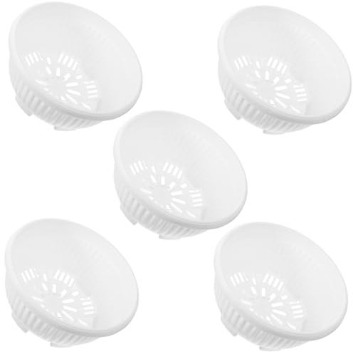 NULYLU Lot de 5 Pots de Fleurs Ronds en PP, Large Ouverture et Trou de Drainage, pour Plantes et Jardin, Usage Intérieur et Extérieur, Blanc