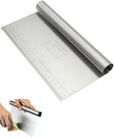 LEEQBCR 1 pcs Taglia Impasto Con Scala Graduata In Acciaio Inox, Raschietto Per Pasta,tarocco Per Impasti Multiuso,Spatola/tagliapasta Per Torte, Pizza, Torte, Dough, Utensili Da Forno, 20 * 12cm