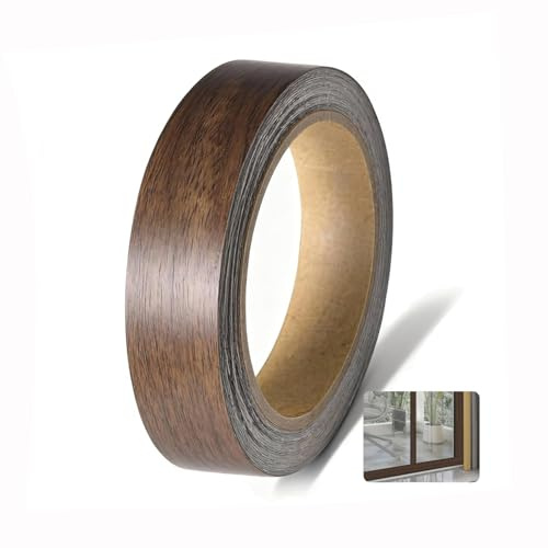 SANTUO Ruban de bordure en mélamine pré-collé, 18 mm x 10 m, placage en bois, sans repassage, pour plan de travail, cuisine, meubles, restauration (marron thé)