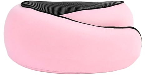 TFCIOD Nappy Reisekissen, Nackenkissen Flugzeug, 100% Memory Foam, Travel Pillow, Orthopädisches Nackenhörnchen für Reisen Mit Flugzeug, Ice, Auto, Mit Reißverschlussbox (Rosa)