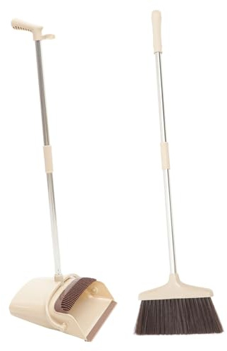 Anneome Escoba y Recogedor con Mango Inoxidable Ligero y Resistente para Limpieza Diseño con Orificio para Colgar para Hogar y Oficina