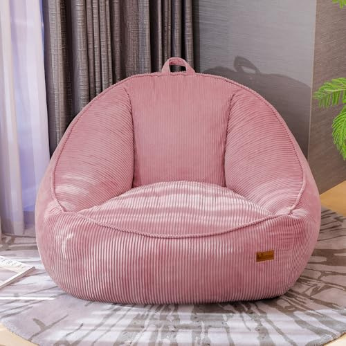 UODERS Sitzsack mit Memory-Foam-Füllung, Großer Cord Sitzsack für Erwachsene & Kinder, Bequemer Boneless Bean Bag mit Tragegriff für Wohnzimmer, Schlafzimmer, Gamingzimmer, Büro & Balkon(Rosa-L)