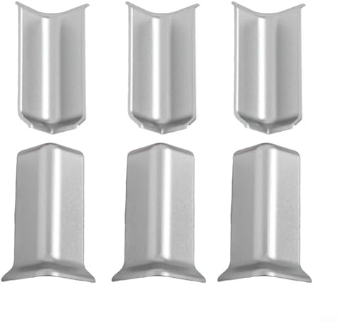 Honseadek Wall Base Corner Trim Blocks ABS Skirting Connector 82mm Baseboard Corner Joiner Inside Outside Corner Piece Home Improvement 6 Pack(M Silver)