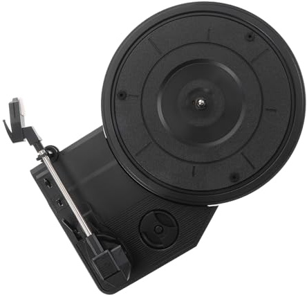 Large Gramophone Movement Record Player Turntable 200mm Black | Built-in Speakers, Plastic Build, Vintage Retro Classic Artistic Design, Easy to Use for Beginners and Music Lovers
