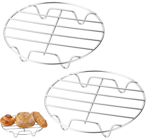 ZocRjvN 2 Stück Dämpfeinsatz，Edelstahl Topfuntersetzer, Edelstahl Dampfeinsatz Für Topf, Dünsteinsatz Und Kuchengitter Rund, Ideal Für Dämpfen, Kühlen Und Backen