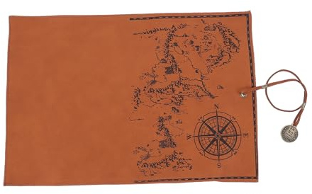 ifundom Retro Federmäppchen aus Canvas mit Schatzkartenmuster Rolle Etui aus Lederimitat Schlankes Stifteetui für Schule Büro und Reisen