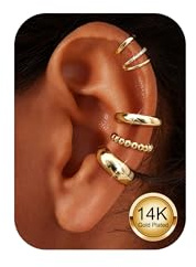 Kakonia 5Paar Ear Cuff Gold Silber Fake Piercing Hypoallergene Klipp Clip Ohrringe Ohne Ohrloch Damen Fake Helix Conch Piercings Set Vergoldet Ohrklipser Damen Ohne Ohrlöcher Earcuffs