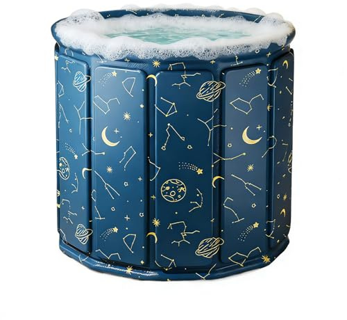 Vasca da bagno portatile – Isolamento termico ispessito in cotone perlato, bagno di ghiaccio in PVC a prova di perdite, vasca pieghevole Hot-spa, capsula ricreativa autoportante | Per adulti