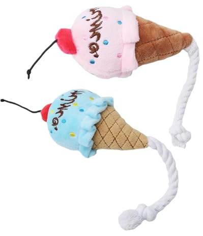 Healifty Jouets en Peluche Jouer et Mâcher 2pcs Forme Crème Glacée pour Chien Résistants à Morsure Doux Les Animaux de Compagnie