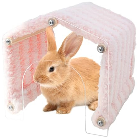 Kaninchen-Tunnelhaus – weicher Plüsch für den Innenbereich, mit Acryltür, Heimdekoration für kleine Tiere | Igel, Chinchilla, Hamster, zum Knabbern, Ausruhen, Spielen, Schlafen, für Haustierkäfig,