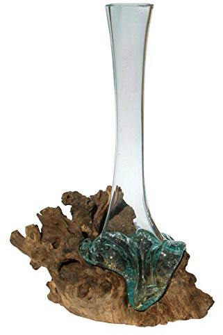Present B-Ware vacker 30–35 cm dekoration gamal rotträ glasvas teak rot trä teak bali glas vas L