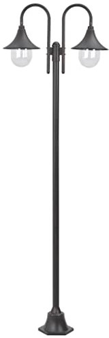 vidaXL Lampione da Giardino E27 in Alluminio 2 Lampade Bronzo Luce da Esterno