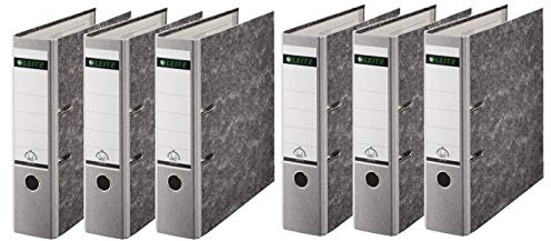 Leitz Qualitäts-Ordner, Wolkenmarmor-Papier, A4 (6er Pack | Breit, Grau)
