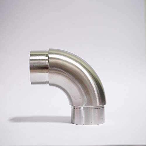 M.P. METALLI - Raccordo curva a 90° in acciaio inox aisi 304 satinato grana 240 per corrimano e tubi inox - Mis. Per Ø 42,4 x 2 mm - Made in Italy