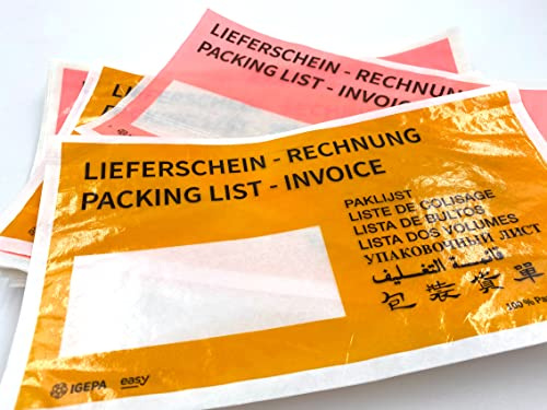 umschlag-discount – rote Versandtaschen aus Pergamin-Papier für Lieferscheine, Rechnungen, Retourenscheine & Co – 100 Stück selbstklebende Lieferscheintaschen mit den Innenmaßen 240x131 mm (DIN lang)