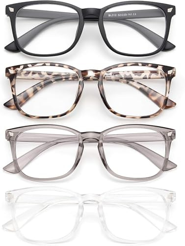 Gaoye 4-Pack Blue Light Blocking Glasses Fashion Square Fake Nerd Eyeglasses Frame Anti UV Ray Filter Computer Gaming Glasses
