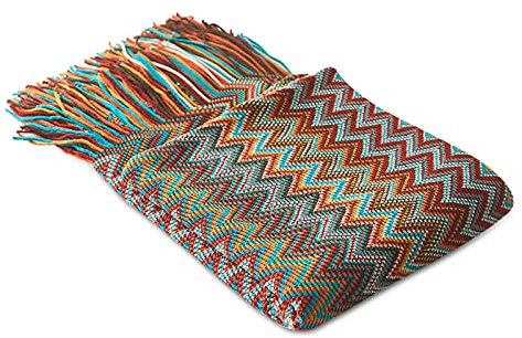 Manta de Punto con Flecos para Cama de Espiga súper Suave, Manta para Cama de Espina para Cama de Caballo, Ideal para tu hogar, Dormitorio, sofá, Acampada, 130 x 230 cm, Color Rojo