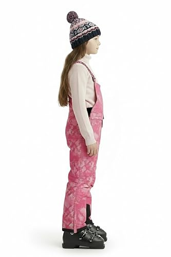 Arctic Quest Boys Classic Snow Bib Ski Pants Overalls Winter Snowsuit Water-Resistant Windproof Outdoor Rain Bib, Pink Tiedye, 7-8