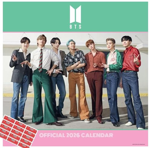 BTS Bangtan Boys Calendar 2026 Official Square Wall Calendar Gift Present with Free Organising Stickers