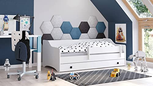 Dmora - Einzelbett Tarnow, Struktur des Lagerbetts, Sommier mit Abdeckung, Bettrahmen aus Stoff, 164x85 h60 cm, Weiß