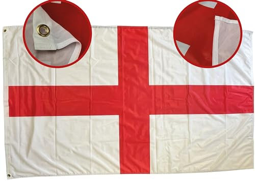 NWFlags England St George Flag 5ft x 3ft | Outdoor Heavy 110d Knitted Polyester | England Saint George Cross Heavy Duty Strong Flag for Garden Flagpole with 2 metal eyelets