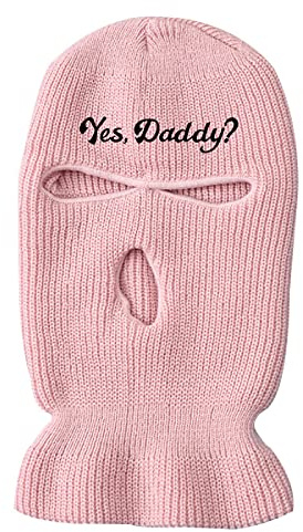 3-Hole Ski Mask Knitted Hat Warm Outdoor Cycling Windproof Mask Balaclava Pink