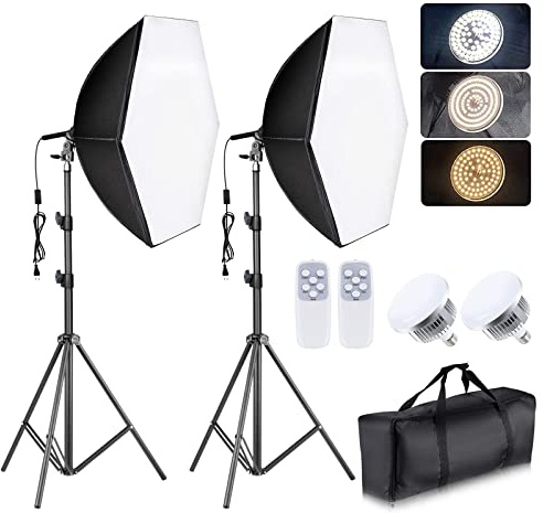 Torjim Softbox Lighting Kit - 30X30 Professional Photography Lighting for Filming, Model Portrait, Product & Fashion Photography