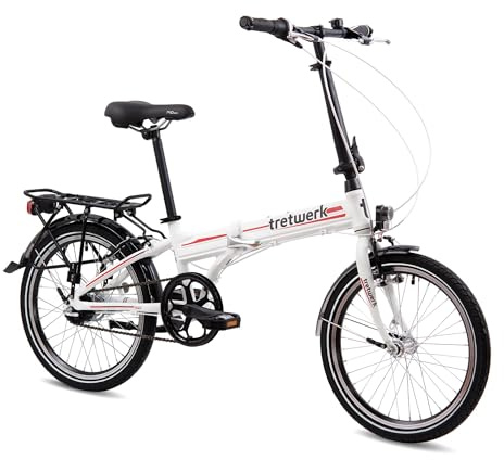 Tretwerk - 20 Zoll Klapprad - Foldrider weiß 30 cm - Faltrad mit 7 Gang Nabenschaltung - leichtes Folding Bike - praktisches Fahrrad für die Stadt