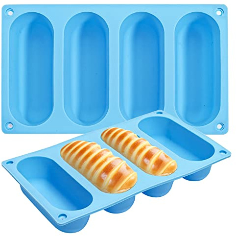 CANIPHA Hot Dog-Brötchenform aus Silikon, antihaftbeschichtet und hitzebeständig, Backform für hausgemachte Hotdog-Brötchen, 2 Stück