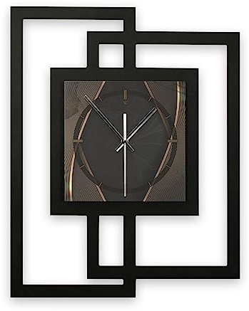 Kreative Feder Designer-Wanduhr in modernem Metallic-Look ohne Tickgeräusche (Dark Elegance, leises Quarzuhrwerk)