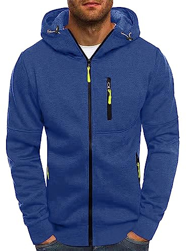 Fulidngzg Felpa Trekking Uomo Casual Termica Felpa Trekking Sportivo con Cappuccio Top Slim Fit vestibilità Aderente Felpa Zip Comoda Tinta Unita Felpa con Zip con Zip Cotone
