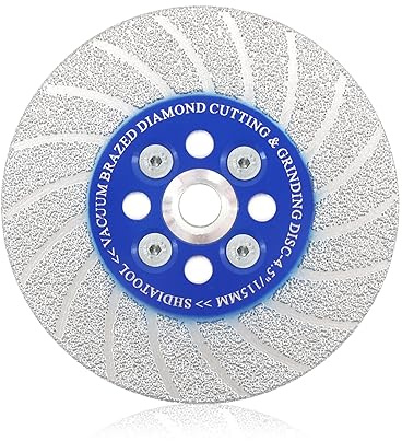 SHDIATOOL Diamant-Trennscheibe-Schleifscheibe 115MM Granit Sägeblatt Beidseitig vakuumgelötetes Fliesen Diamantblatt Wellenform für Marmor Beton Stein Porzellan Keramik M14 Gewinde