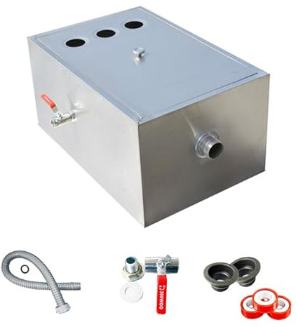 JXYQZD Bac à Graisse, 3 Trous, Séparateur D'huile en Acier Inoxydable, Séparateur d'eau et D'huile pour Piège à Graisse sous L'évier, 60×40×30 cm