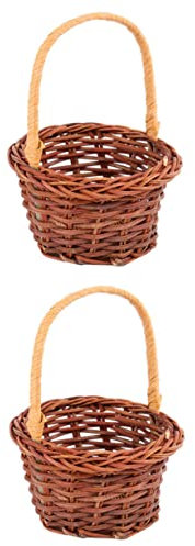 ibasenice Miniatur-körbe 2er-set Rattan-korbgriff Für Miniatur-heimdekoration Für Jungen Und Zufällige Farbe