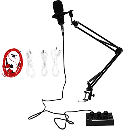 Toyvian 11stücke Mikrofon Teilen Kondensatormikrofon Und Soundkarte Für Karaoke Live- Und Broadcast Einstellbarer Mikrofonhalter Kompatibel Mit Handy Und Pc