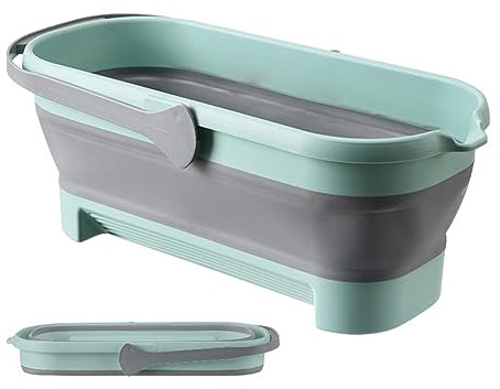 Cubo plegable de gran capacidad, cubo rectangular plegable práctico, cubo rectangular portátil con mango resistente, cubo plegable para lavado de coche, trapeador, casa, pesca Cleanig