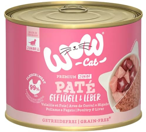 Wow Cat Junior Paté de aves de corral e hígado, 6 x 200 g