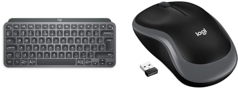 Logitech MX Keys Mini Minimalist Wireless Illuminated Keyboard, Compact, Bluetooth, Backlit, USB-C & M185 Wireless Mouse, 2.4GHz with USB Mini Receiver, 12-Month Battery Life